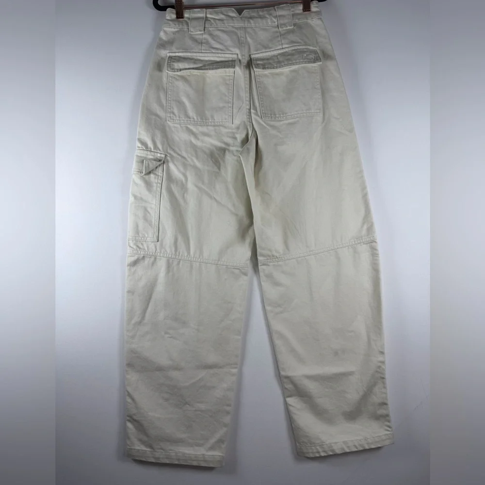 Woolrich × Target Women's Mid-Rise Barrel Leg Cargo Denim Pants Cream Sizes 2-12 - Picture 5 of 15